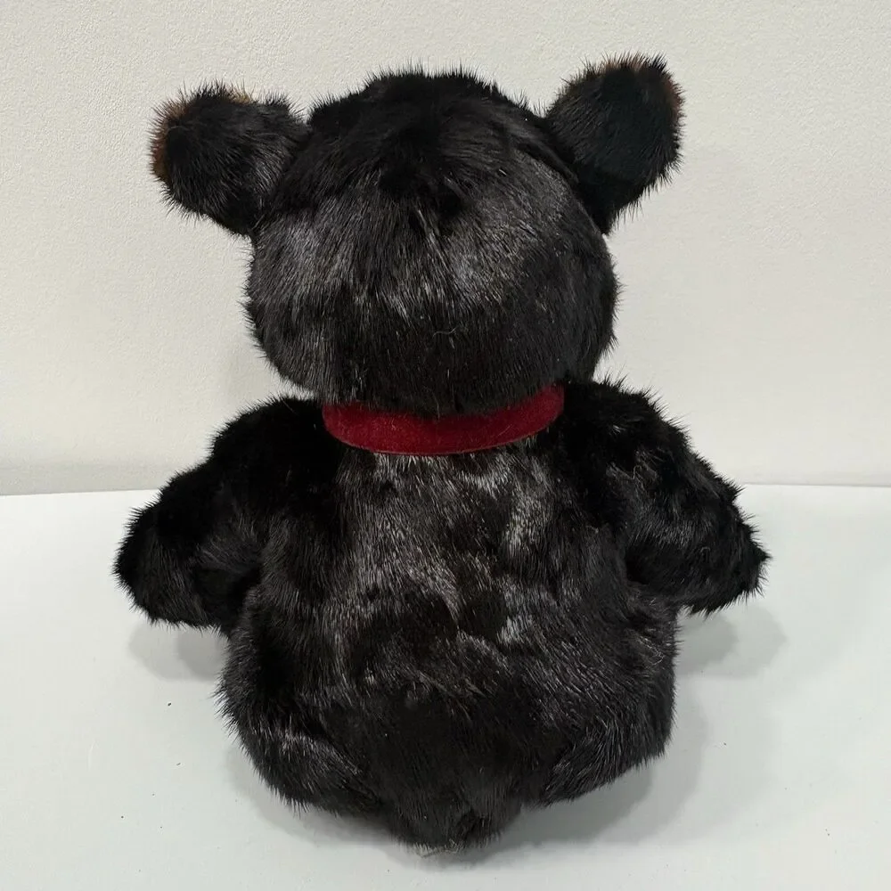 Vintage Black Mink Teddy Bear Rare Bear Genuine Fur Stuffed Plush Toy Hong Kong